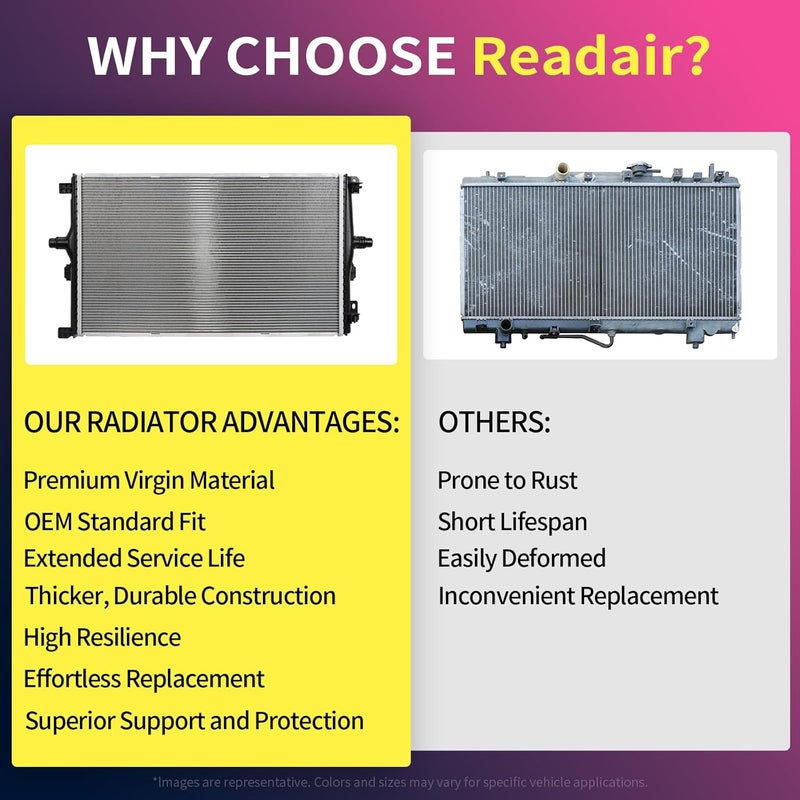 Readair 25-1/16 inch Engine Coolant Radiator Assembly with Transmission Oil Cooler Compatible with Hyundai Sonata 11-14 2.4L, Azera 15-17 3.3L & Kia Optima 11-15 2.4L, Cadenza 14-15 3.3L, AT - Image 5
